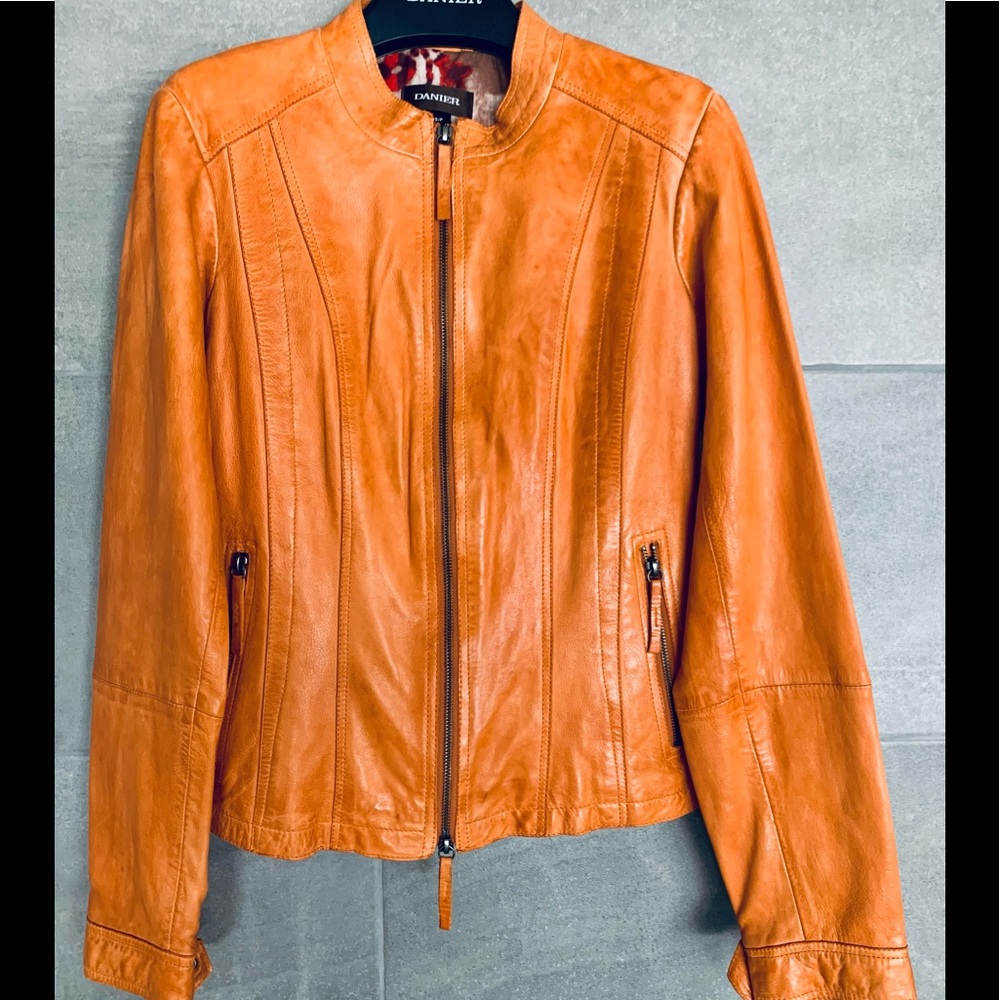 Danier Orange Leather Jacket